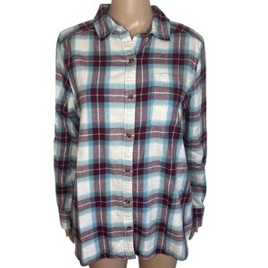 SO Maroon & Blue Collared Long Sleeve Relaxed Fit Button Down Casual Shirt